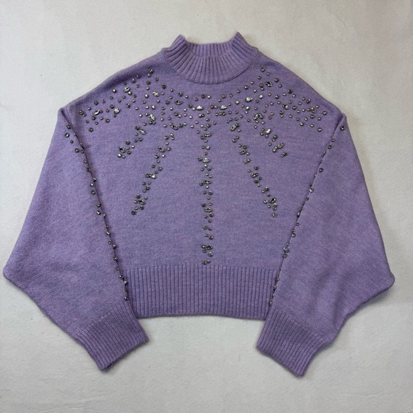 Anthropologie Pilcro Embellished Lilac Sweater NWT - Picture 3 of 13